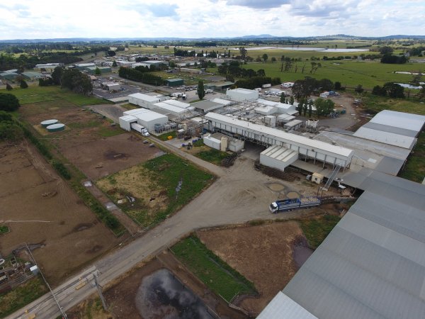 Aerial drone view of slaughterhouse