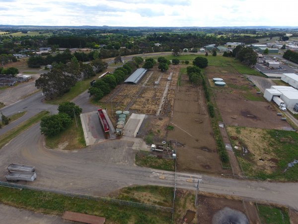 Aerial drone view of slaughterhouse