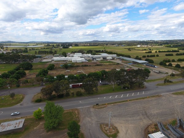 Aerial drone view of slaughterhouse