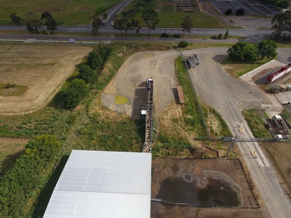 Aerial drone view of slaughterhouse