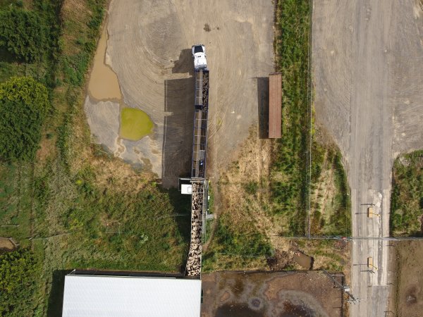 Aerial drone view of slaughterhouse