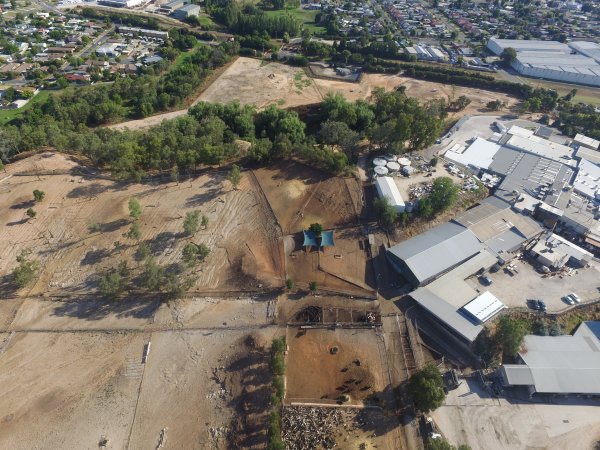 Aerial drone view of slaughterhouse