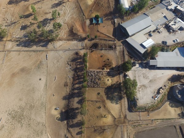 Aerial drone view of slaughterhouse