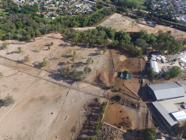 Aerial drone view of slaughterhouse