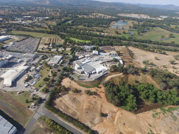 Aerial drone view of slaughterhouse