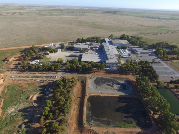 Aerial drone view of slaughterhouse