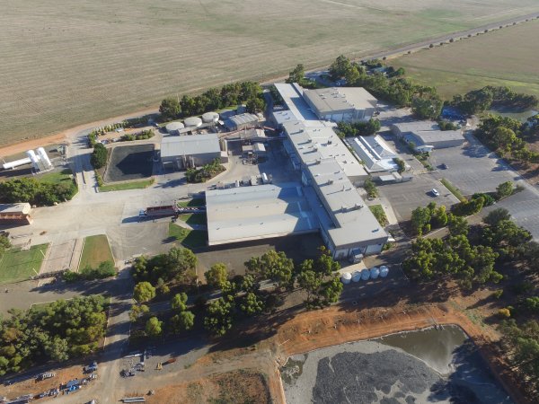 Aerial drone view of slaughterhouse