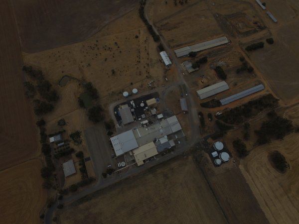 Aerial drone view of slaughterhouse