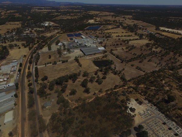 Aerial drone view of slaughterhouse