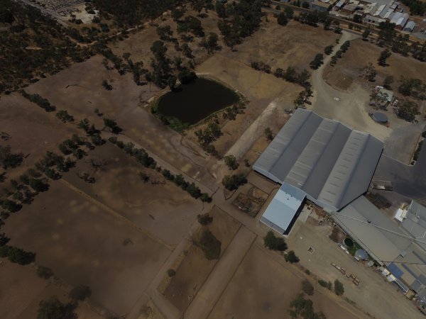 Aerial drone view of slaughterhouse