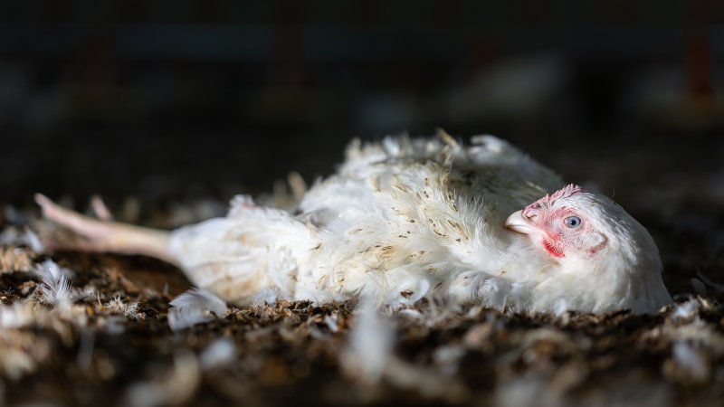 Chicken stuck on their back