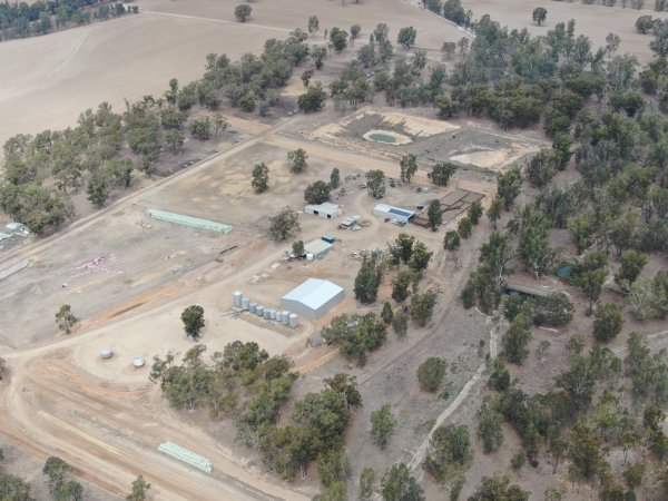 Aerial view - sheds gone
