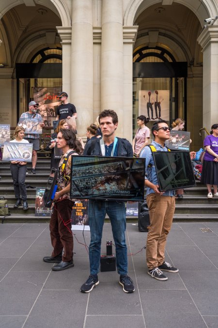 Animal Activists protesting at Bourke Street in Melbourne