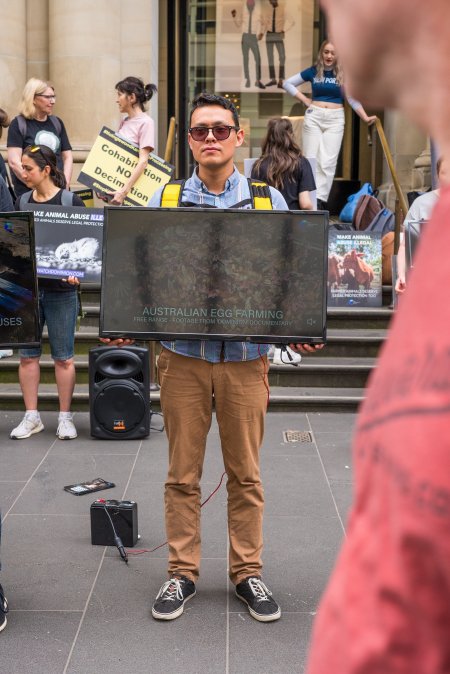 Animal Activists protesting at Bourke Street in Melbourne