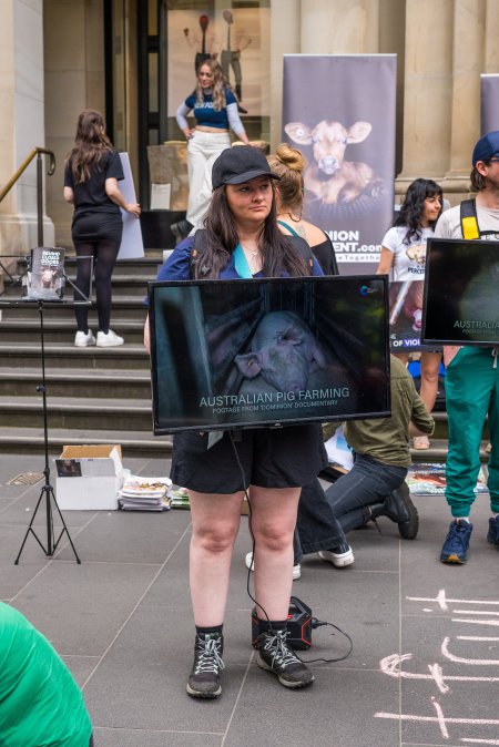 Animal Activists protesting at Bourke Street in Melbourne