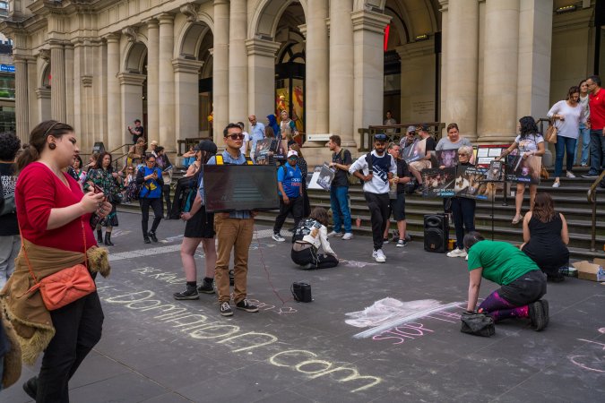 Animal Activists protesting at Bourke Street in Melbourne