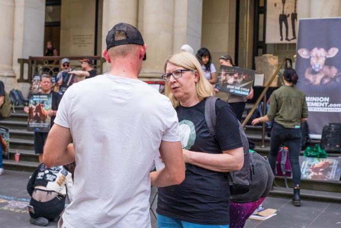 Animal Activists protesting at Bourke Street in Melbourne