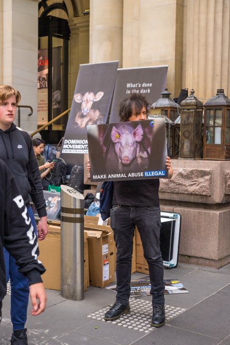 Animal Activists protesting at Bourke Street in Melbourne