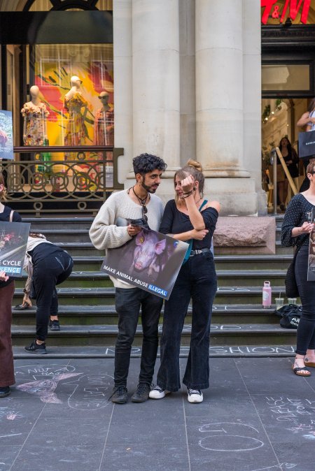 Animal Activists protesting at Bourke Street in Melbourne