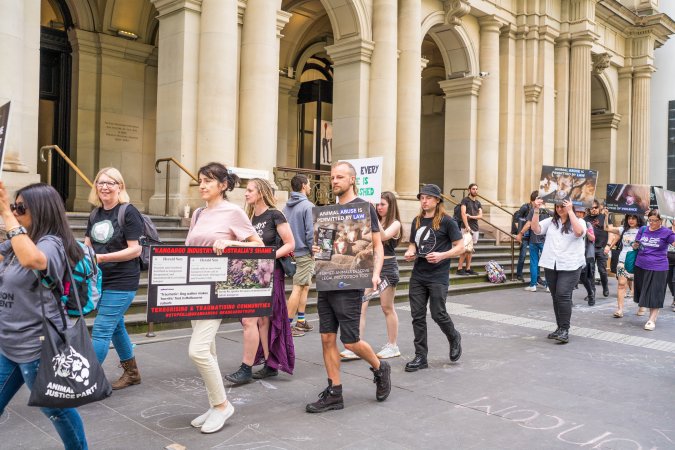 Animal Activists protesting at Bourke Street in Melbourne