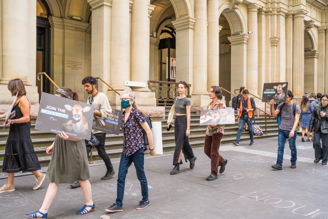 Animal Activists protesting at Bourke Street in Melbourne