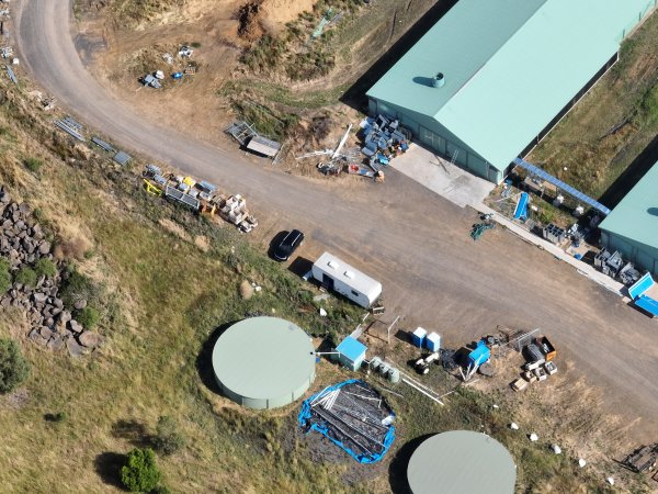 Drone flyover of egg farm