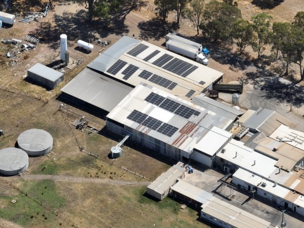 Drone flyover of slaughterhouse