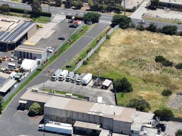 Drone flyover of slaughterhouse