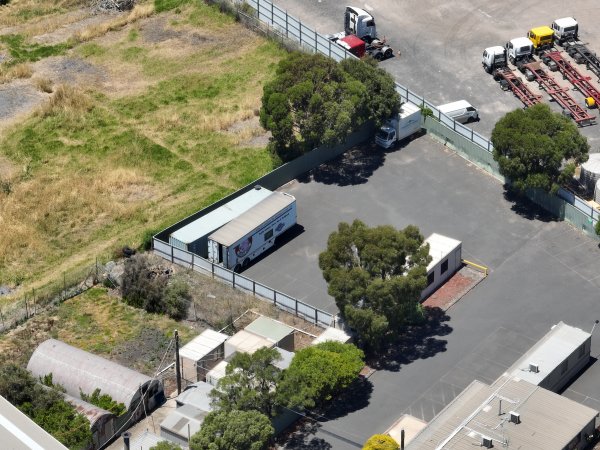 Drone flyover of slaughterhouse