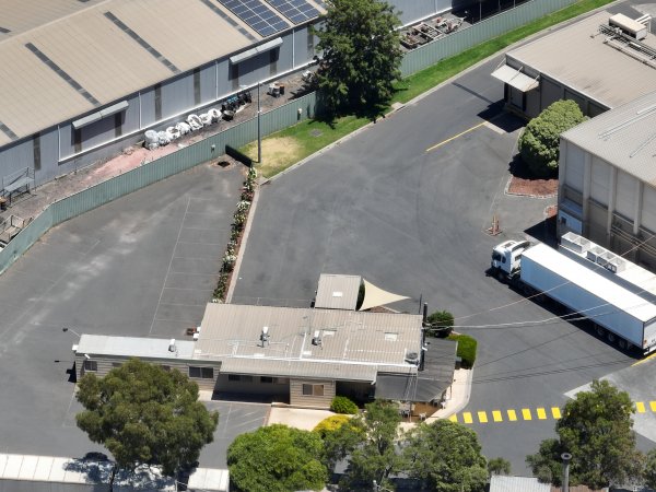 Drone flyover of slaughterhouse