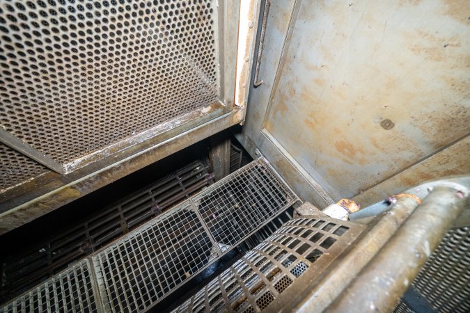 Looking down on walkway in gas chamber