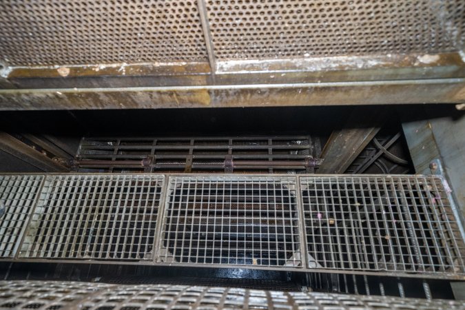 Looking down on walkway in gas chamber