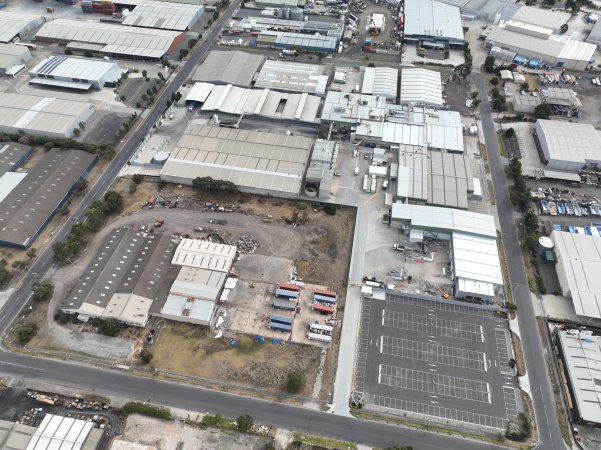 Drone flyover of slaughterhouse