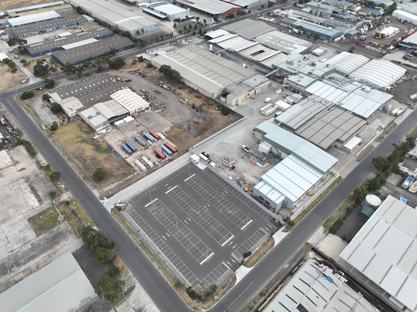 Drone flyover of slaughterhouse