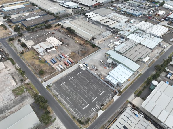 Drone flyover of slaughterhouse