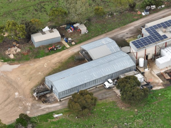 Drone flyover of slaughterhouse