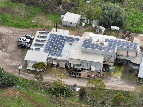 Drone flyover of slaughterhouse