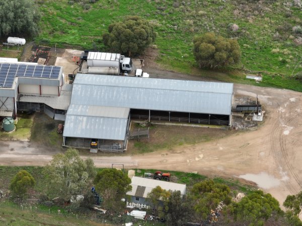 Drone flyover of slaughterhouse