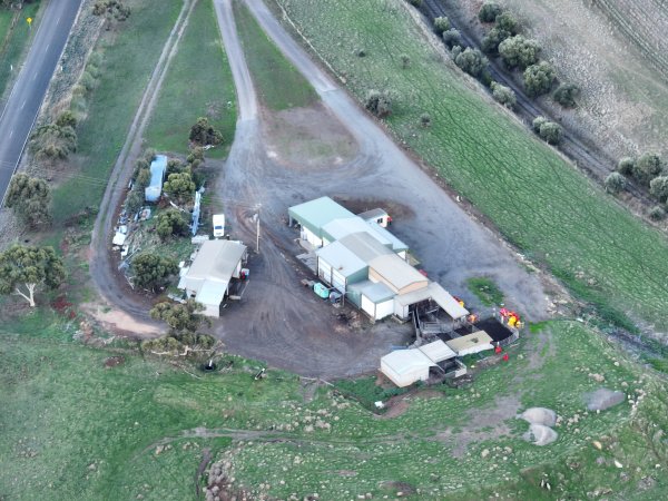 Drone flyover of slaughterhouse