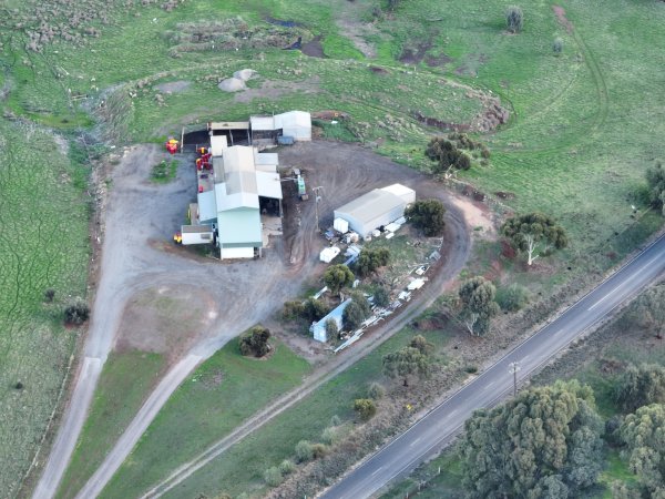 Drone flyover of slaughterhouse