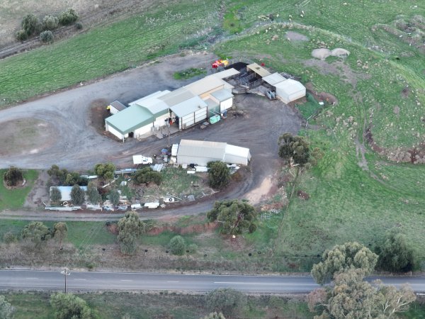 Drone flyover of slaughterhouse