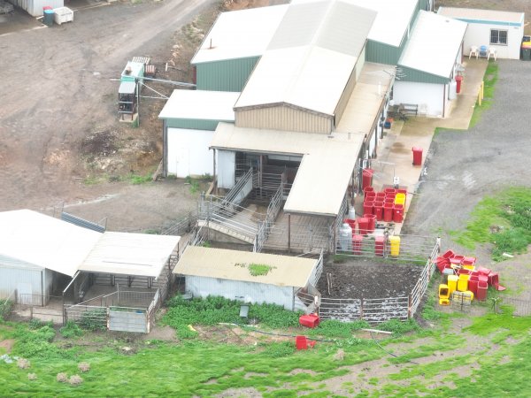 Drone flyover of slaughterhouse