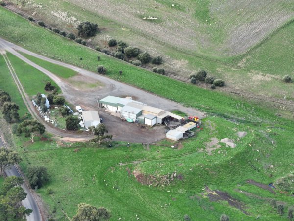 Drone flyover of slaughterhouse