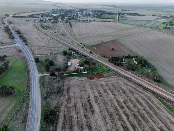 Drone flyover of slaughterhouse