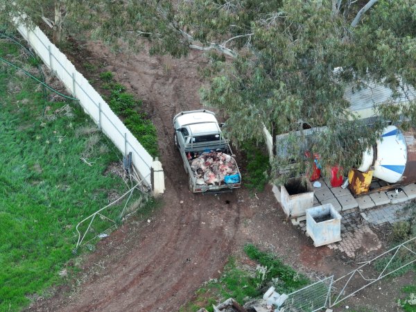 Drone flyover of slaughterhouse