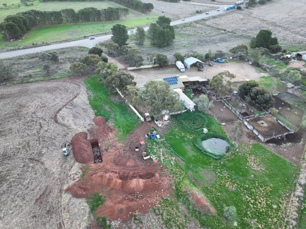 Drone flyover of slaughterhouse