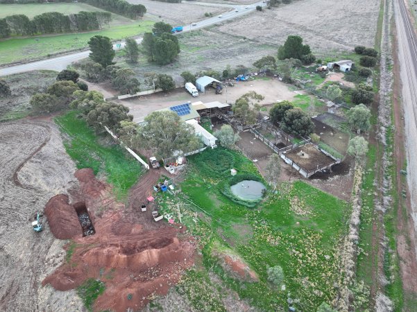 Drone flyover of slaughterhouse