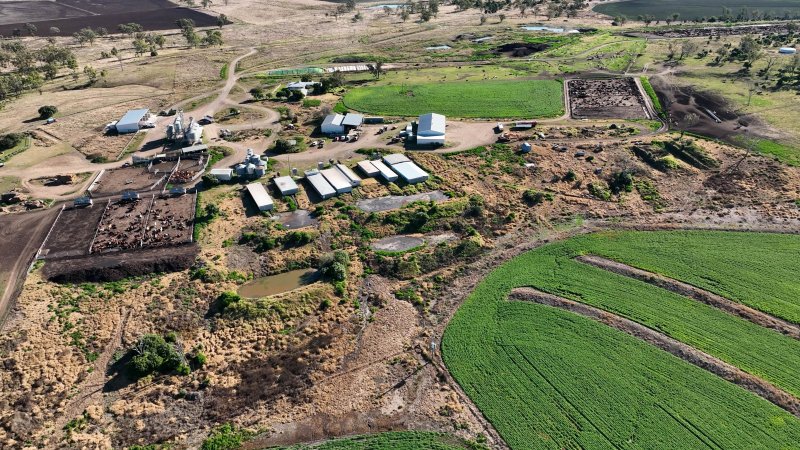 Aerial view of Barron Piggery and Feedlot