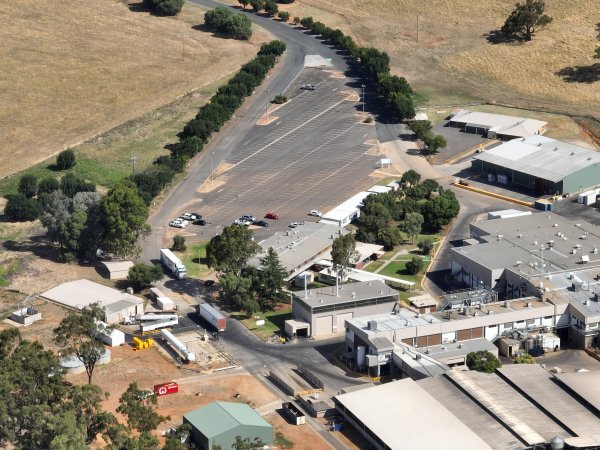 Drone flyover of slaughterhouse