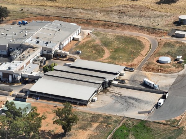 Drone flyover of slaughterhouse